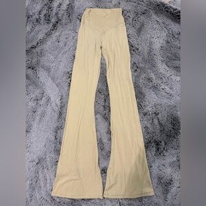 Beige high waisted cross flare leggings